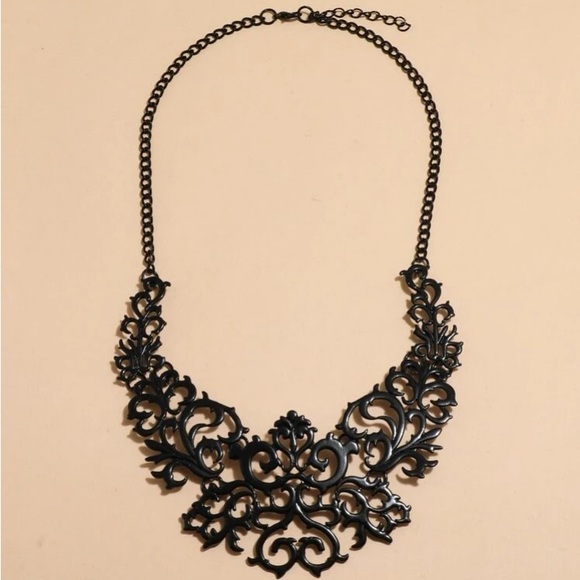 Gothic Glam GoddessWear Filigree & Scroll Gunmetal Black Statement Neckl… - Picture 2 of 13